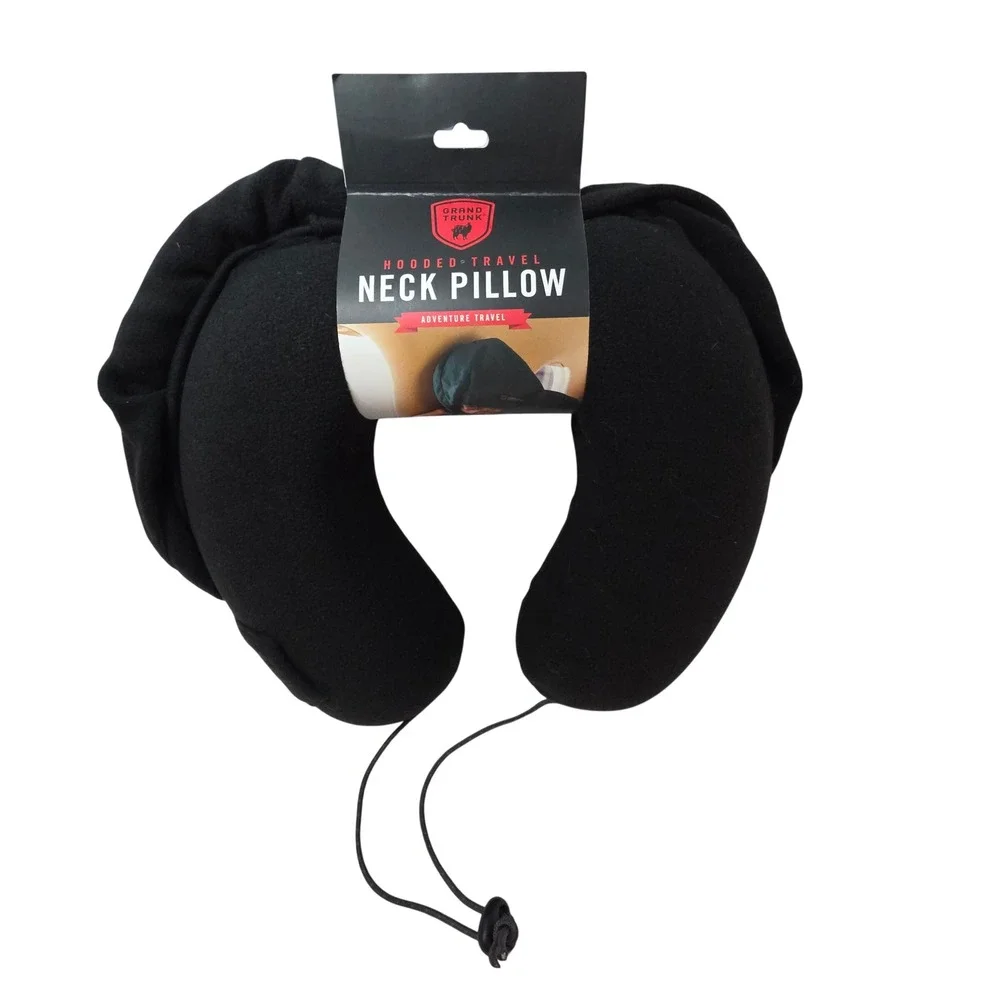 NEW Grand Trunk Hooded Travel Neck Pillow Black Memory Foam Adventure Travel Nap
